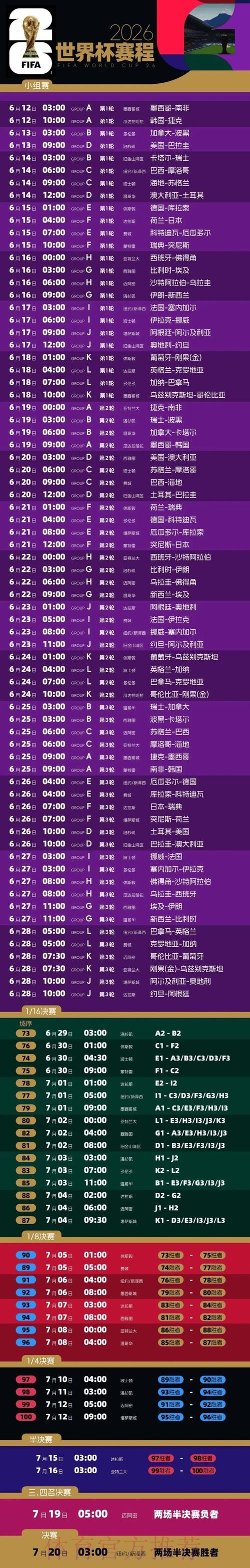 2026世界杯每日赛程最新全程直播直播平台 2026世界杯每日赛程最新全程直播直播平台